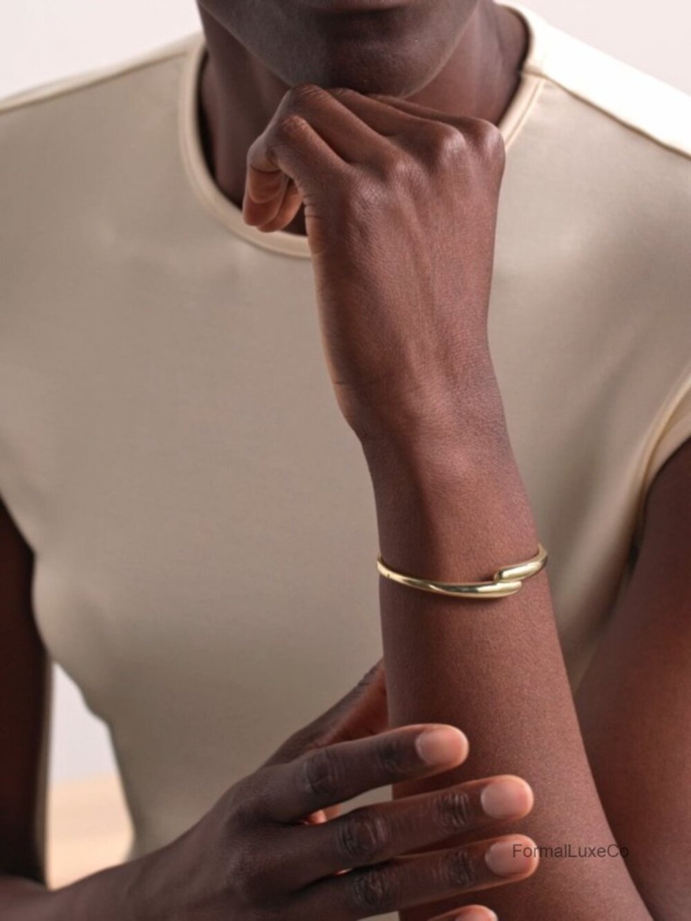 14K Gold Filled Cuff Bangle Bracelet Adjustable Teardrop Open Wrap Stackable - Picture 6 of 6